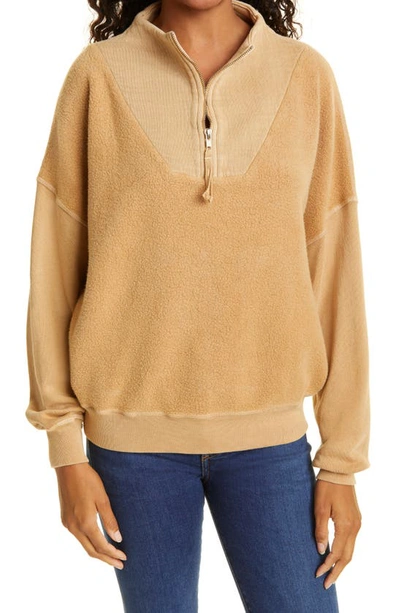 The Great Trail Mix Media Half-zip Cotton Blend Sweatshirt In Oat