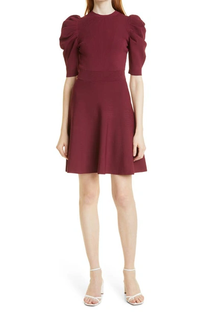 Ted Baker Llorna Puff-sleeved Knitted Skater Dress In Dp-purple | ModeSens