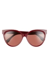 Fendi 56mm Rounded Cat Eye Sunglasses In Shiny Red Bordeaux