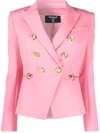 Balmain Double-breasted Fitted Blazer In Rosa