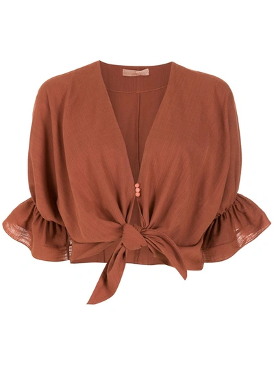 Clube Bossa Rubin Tie-front Blouse In Braun