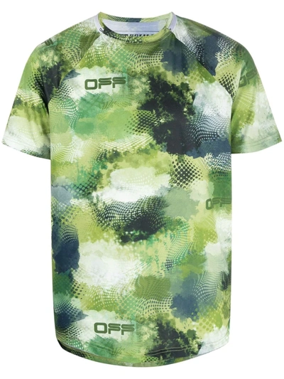 Off-white Active Camouflage Print Mesh T-shirt In Green