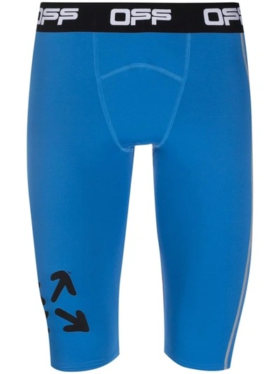 Off-white Compression Fitted Stretch-jersey Cycling Shorts In Blue Black