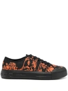 Ferragamo Mens Black/satsuma Rebel Printed Low Top Sneakers, Brand Size 8 In Orange