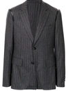 Ferragamo Leather-trim Suit Jacket In Grau