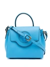 Versace Small La Medusa Leather Tote In Blue