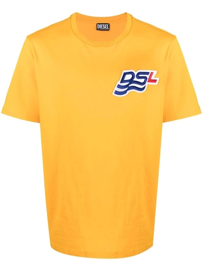Diesel Logo-patch Short-sleeved T-shirt In Gelb
