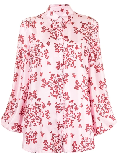 Macgraw Story Printed Silk Blouse In Rosa