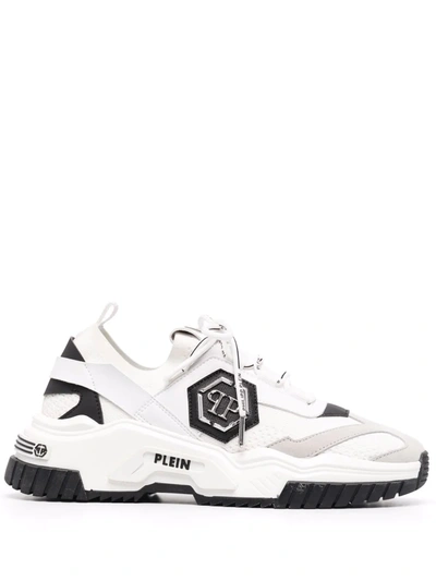 Philipp Plein Predator Panelled Low-top Sneakers In White
