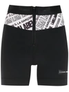 À LA GARÇONNE X LABELLAMAFIA LOGO PRINT ZIP-UP SHORTS