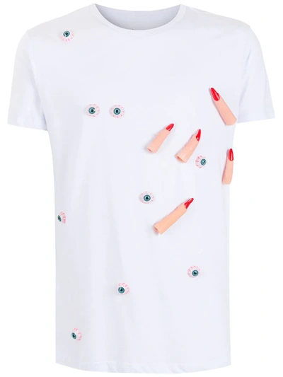 Amir Slama Appliqué-detail Cotton T-shirt In Weiss