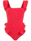 Clube Bossa Barbette Ruffled Swimsuit In Rot