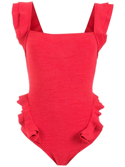 Clube Bossa Barbette Ruffled Swimsuit In Rot