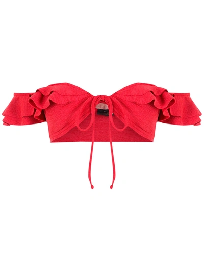 Clube Bossa Hopi Ruffled Bikini Top In Rot