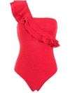 Clube Bossa Siola Ruffle-trimmed Swimsuit In Rot