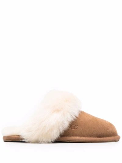 Ugg Scuffette Ii Suede Sheepskin Slippers In Beige