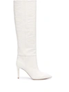 Paris Texas Embossed Lizard 105 Stiletto Boot In Weiss