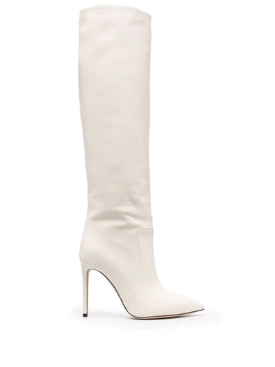 Paris Texas Calf Suede Heel Boots In White