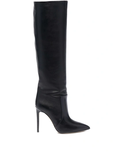 Paris Texas Moc Croco Tall Boots Stiletto Heel In Black