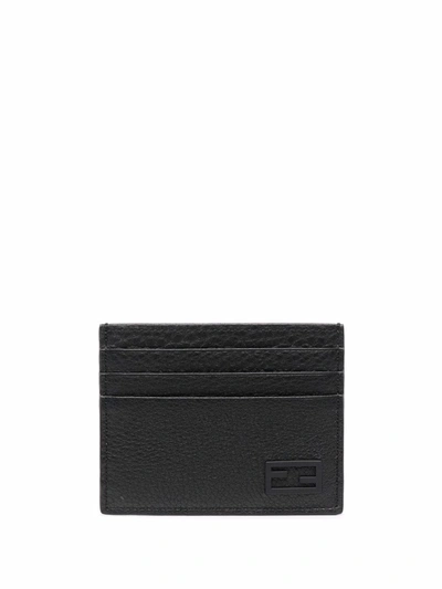 Fendi Ff Textured-leather Cardholder In Schwarz