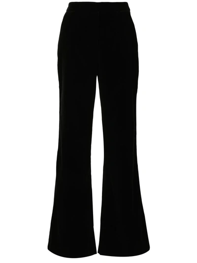 Costarellos Juleen Cotton-velvet Wide-leg Trousers In Black