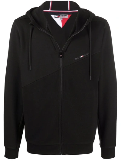 Tommy Hilfiger Zipped Drawstring-hoodie In Black