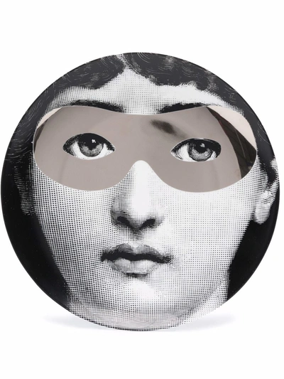 Fornasetti Graphic-print Porcelain Wall Plate In Schwarz