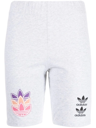 Adidas Originals Logo-print Cotton Cycle Shorts In Grau