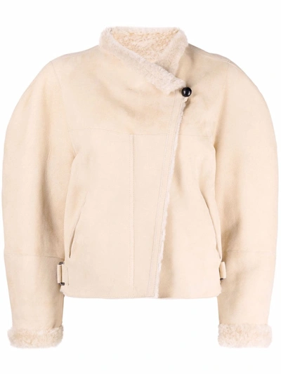 Isabel Marant Acacina Suede Cropped Jacket In Nude & Neutrals