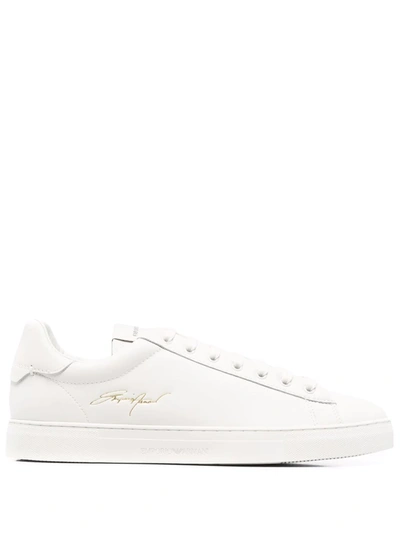 Emporio Armani Logo-print Low-top Trainers In Nude