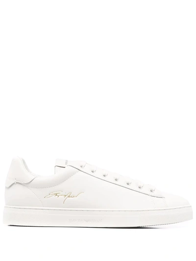 Emporio Armani Logo-print Low-top Sneakers In Nude