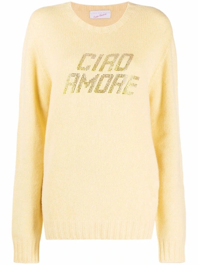 Giada Benincasa 'ciao Amore' Knitted Top In Yellow & Orange