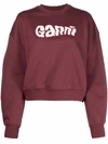 GANNI LOGO-PRINT BALLOON-SLEEVED SWEATSHIRT