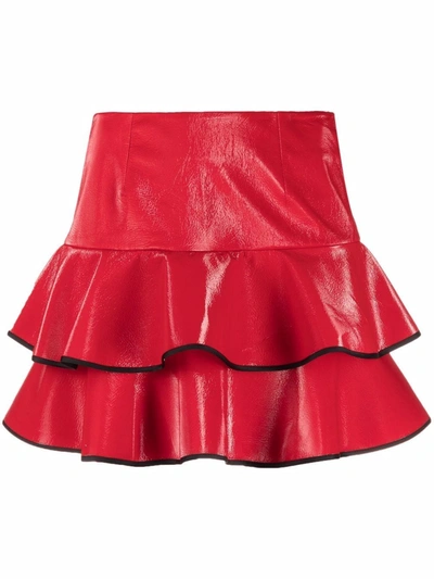 Styland Ruffle Layerd Mini Skirt In Rot