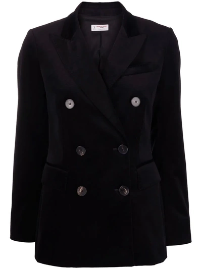 Alberto Biani Velvet-effect Double-breasted Blazer In Black