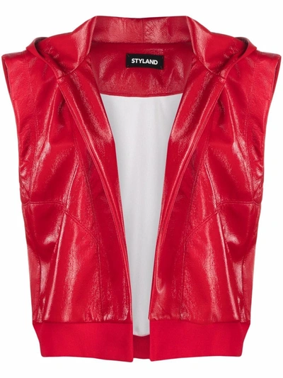 Styland Coated Hooded Gilet In Rot