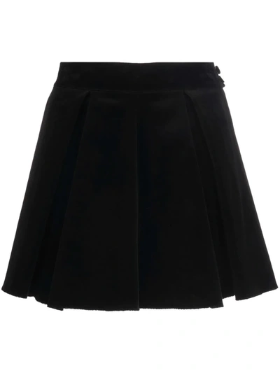 Styland A-line Velvet Miniskirt In Schwarz