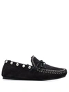 Isabel Marant Faomee Studded Shearling-lined Suede Loafers In Faded Black