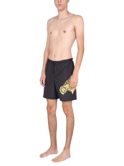Versace Swimsuit With Medusa Motif In Black