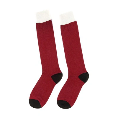 Marni Colour Block Socks In Burgundy