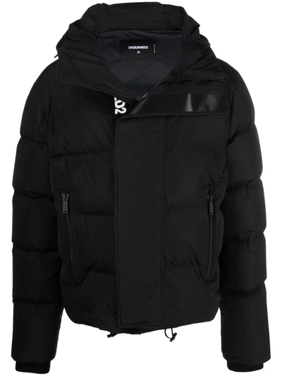 Dsquared2 Logo-print Puffer Coat In Black