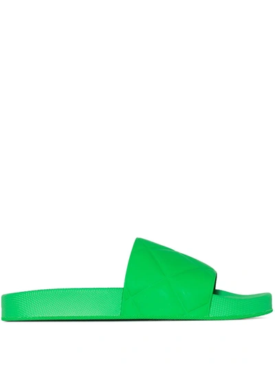 Bottega Veneta The Slider Intrecciato-debossed Rubber Slides In Green