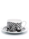 Fornasetti Tea Cup High Fidelity Quadretato In Schwarz