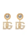 Dolce & Gabbana Crystal-embellished Logo Drop Earrings In Gold