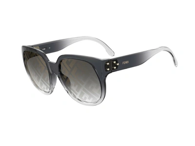 Fendi Gold Decor Round Ladies Sunglasses Ff 0403/g/s 0kb7 60 In Gold Tone,grey