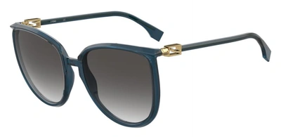 Fendi Grey Shaded Ladies Sunglasses Ff 0432/g/s 0pjp 59 In Blue,grey