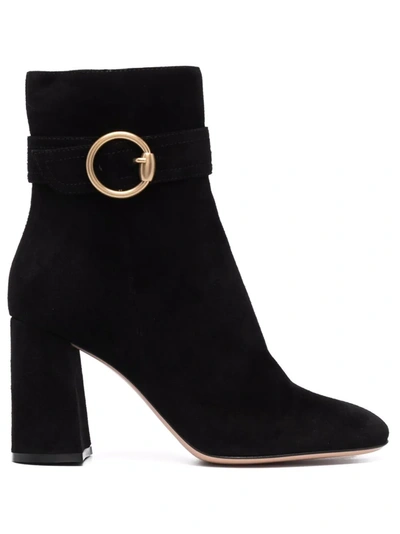 Gianvito Rossi Black Pamela 85mm Suede Ankle Boots In Nero