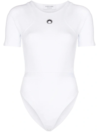 Marine Serre Crescent Moon Short-sleeve Bodysuit In White