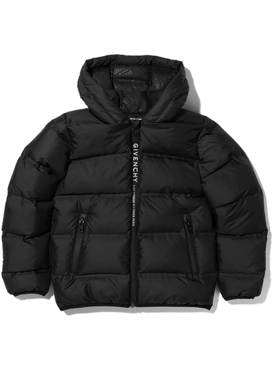 Givenchy Kids' Split Logo Zipped Puffer Jacket In Nero