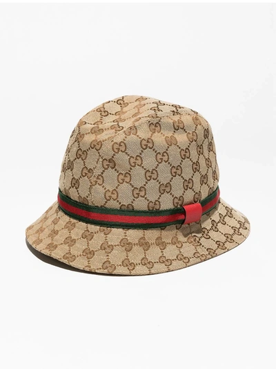 Gucci Kids' Original Gg Monogram Canvas Fedora Hat 4-8 Years In Neutrals